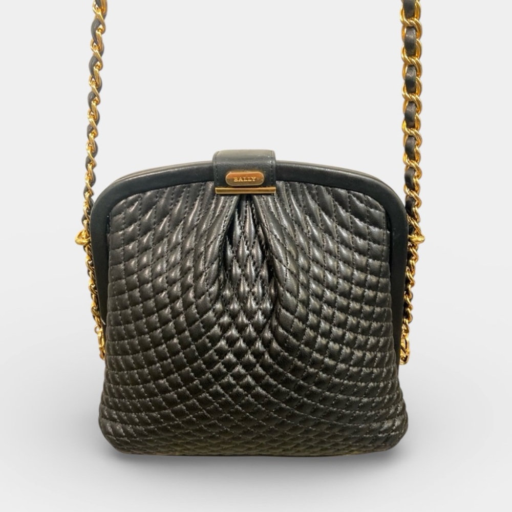 BALLY Vintage Black Lambskin Quilted Bag